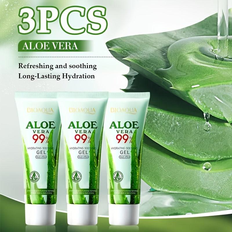 Set 3 bucăți Gel Hidratant cu Aloe Vera 99%, Conține Extract de Aloe Vera, Hidratează și Hidratizează Profund, Efectează Eficient și Îngrijește Pielea, Potrivit pentru Față, Corp, Mâini, Picioare, Utilizare pe Tot Corpul, Formulă Sigură și Hipoalergenică
