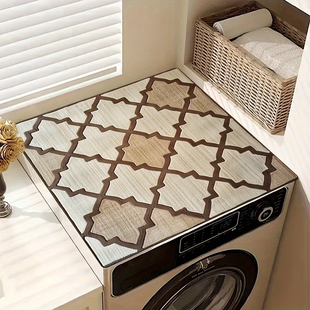 

1pc 20in×24in/24in×24in, Brown Grid Pattern Washer And Dryer Top Protection Mat, Washing Machine Dust Cover Mat, Kitchen Accessories, Non-slip, For Laundry Bathroom Home Decor, Room Decor