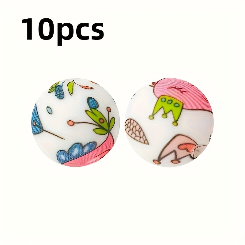 10pcs Ye Love Flower Silicone Adhesive Transfer Beads Pen, Keychain, Hanging Rope