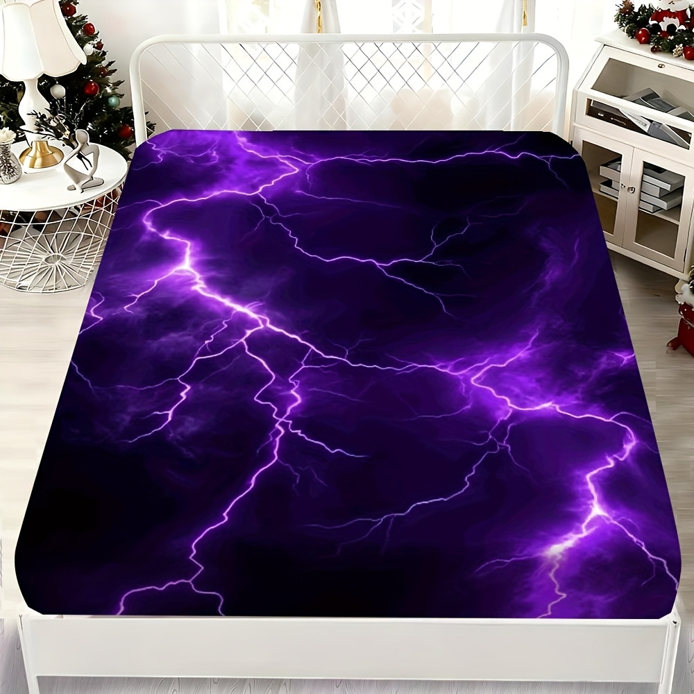 TEMU Mokalala 1pc Purple Themed Fitted Sheet (without Pillowcase), Machine Washable And Wrinkle-free, Smooth And Comfortable Mattress Protector For
