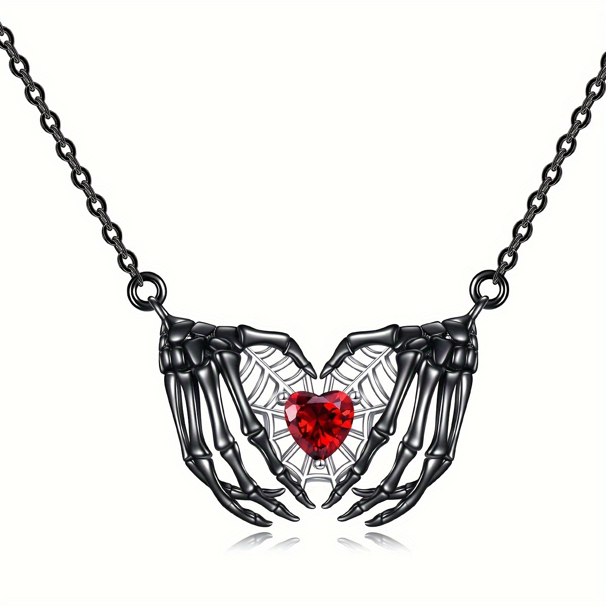 Collar de Resina con Colgante de Alas y Corazón Gótico Punk - Joyería Oscura y Atrevida para Mujeres, Cadena de Aleación, Accesorio de Moda Gótica para Ropa Casual, Regalo de Halloween