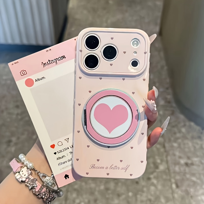 TEMU Phone Case: Ins Korean-style Fashion Heart Phone Case, Suitable For Iphone 17/16/15/14/13/12, -proof Soft Case, Simple High-end Air Cushion