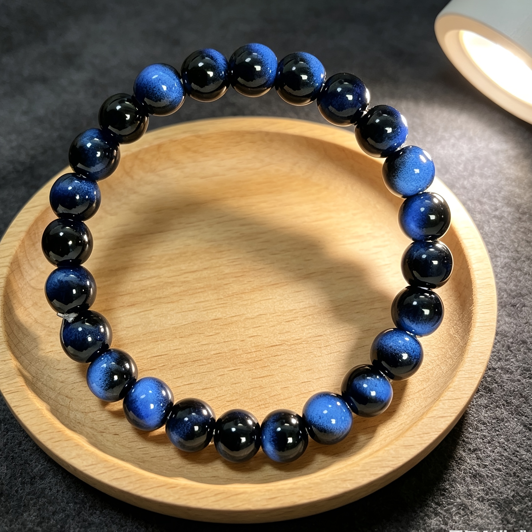 TEMU 1pc Lake 's Eye, 8mm Suitable For Men And Women, Handcrafted Fashion Synthetic Bangle, Ideal Gift For . Mother's Day Gift