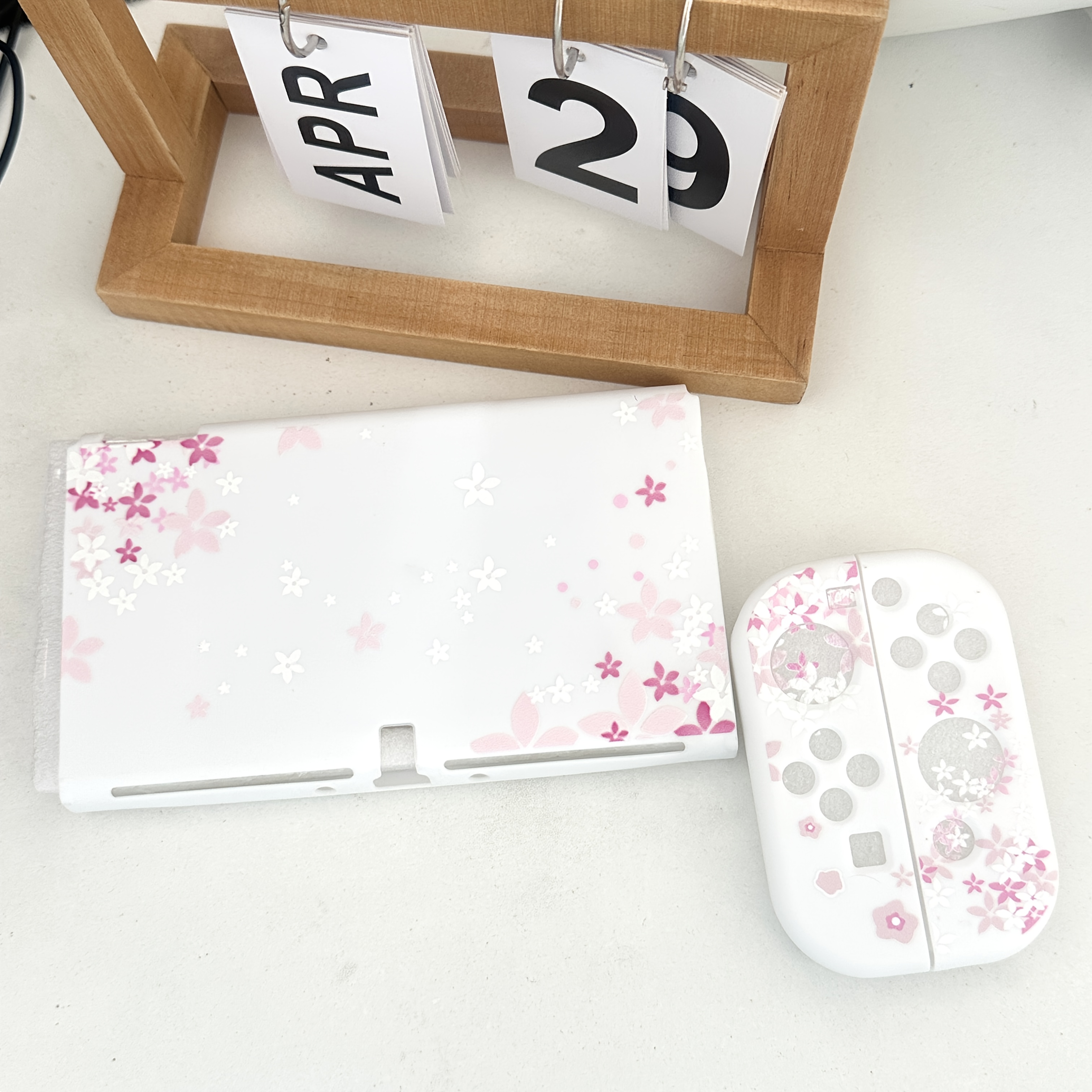TEMU 1pc Étui Design Sakura pour Nintendo Switch - Coque Rose, Blanche & Violette Compatible avec la Console OLED