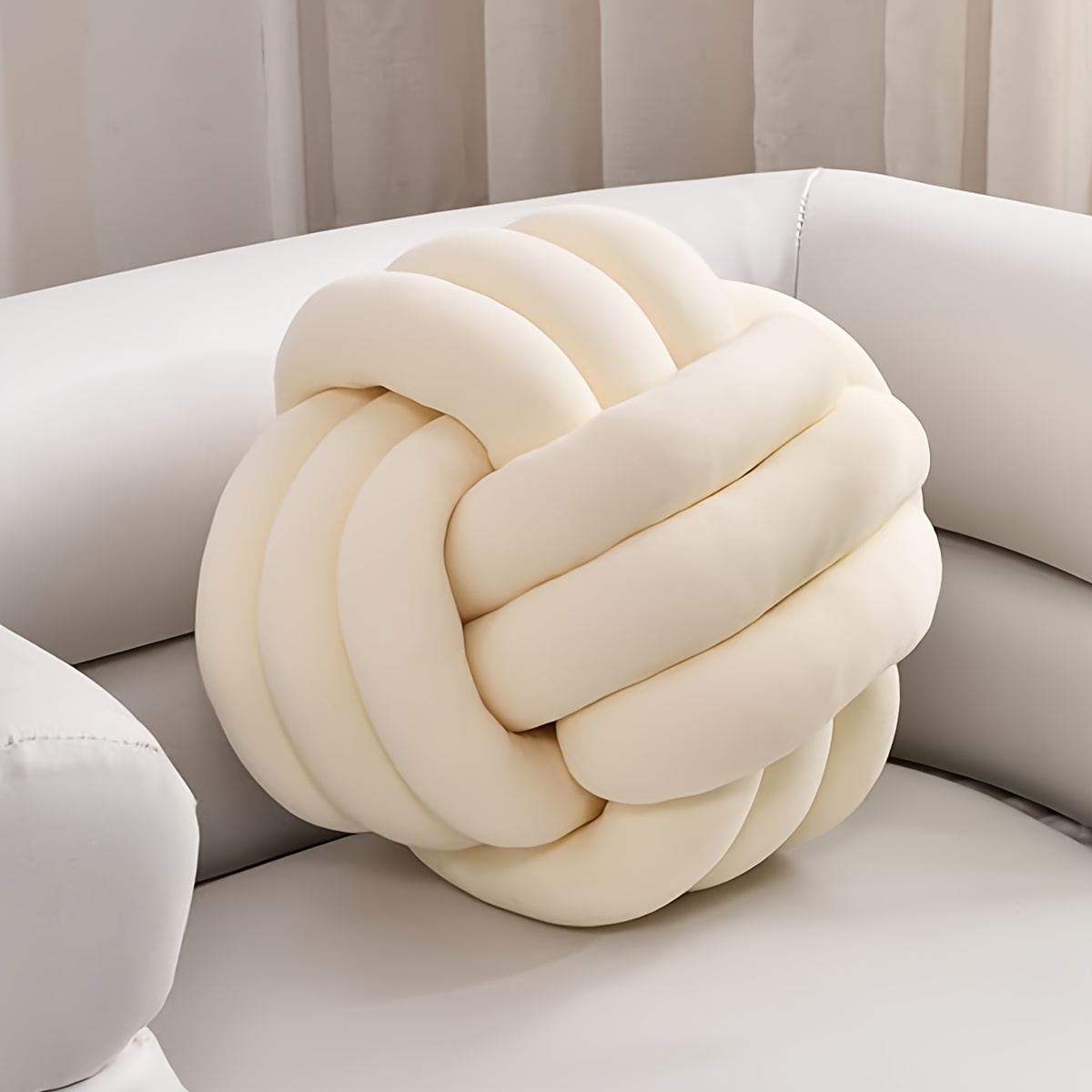 1pc Bohemian Geometric Knot Throw - Multicolor Round Cushion With, Machine-washable Fill, Neutral Tones Suitable For Bed, Sofa, Chair - Decorative Accent Pillows