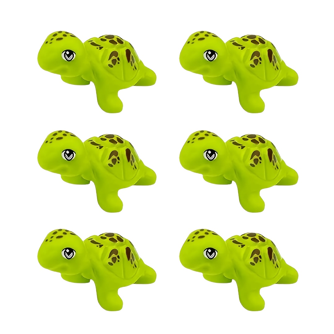 6pcs Turtle Building Block Accessories Dark & Light Green