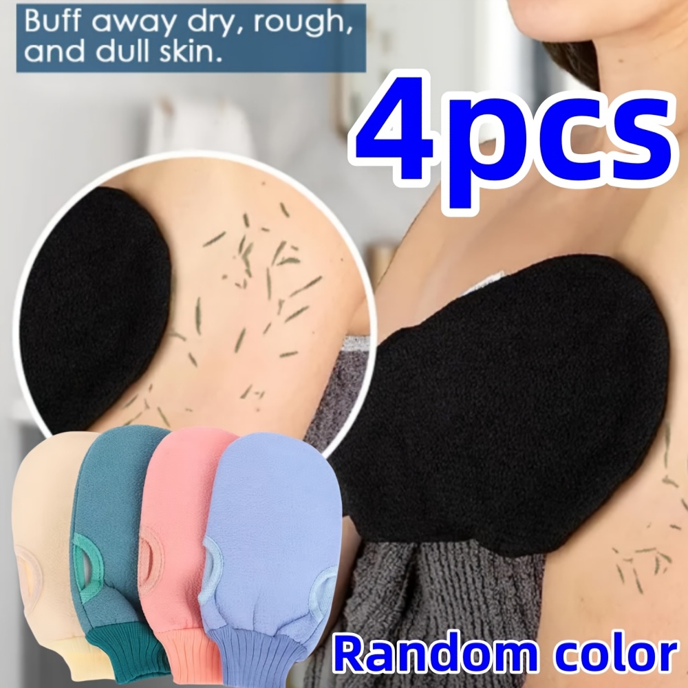TEMU 4 pièces gants exfoliants doux et enveloppants - Serviettes de pour lisse et brillante - Matériau en viscose, idéal pour hommes et femmes,