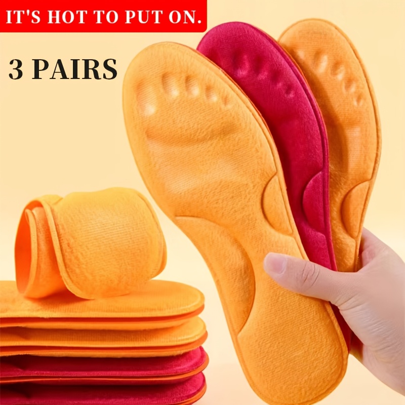 

3pairs Winter Insoles, Thickened Non-slip Memory Foam Shoe Pads, Warm Sports Insoles For Men And Women