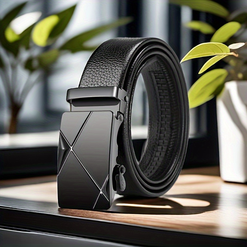 

Fashion All-match Trend Automatic Buckle Leather Belt, Casual Simple Business Men's Belt, Best Choice For Father's Day Gift