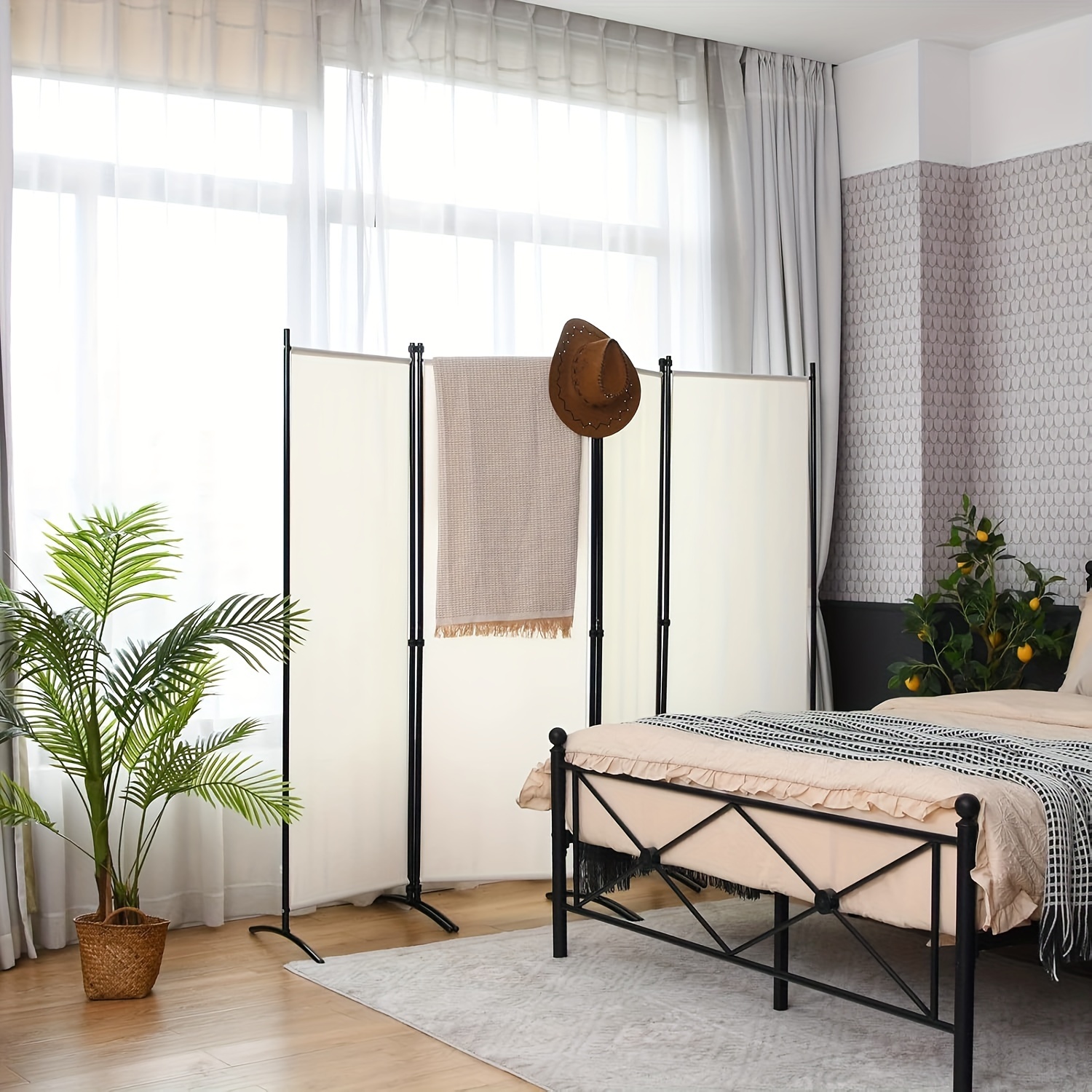 Room Divider 6ft Folding Privacy Divider 4 Panels Oriental Shoji Screen Wall Divider Wood Divider Portable Freestanding Partition Screen White