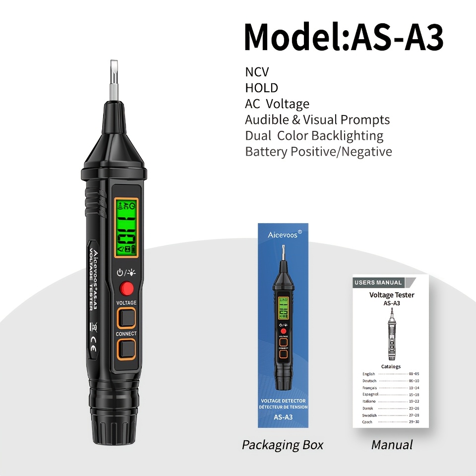 Accurate Voltage Tester Induced Electric Pen Voltage Detector Electric Sensor Ac Voltage 12- Electrician Tool, Finder, Electric Tester