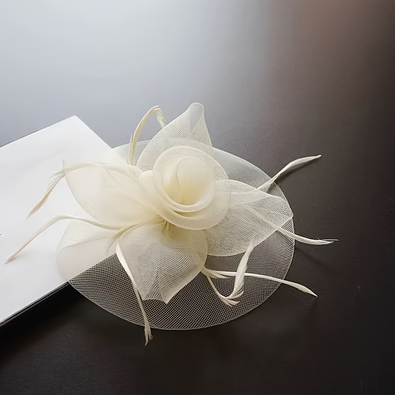 Mesh Flower Fascinator Headband Derby Hat Tea Party Wedding Church Horse Racing Fascinators for Women, Tea Party Headband Derby Hats  main image 4