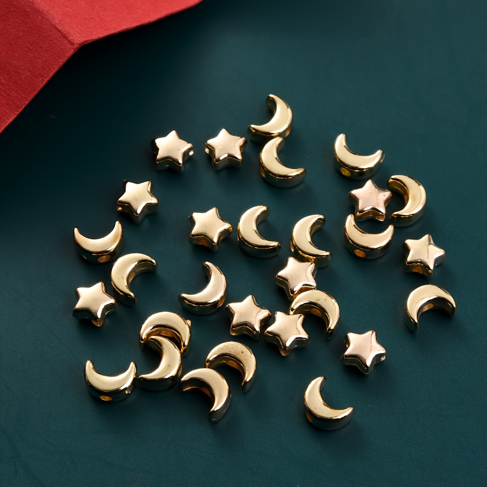Image of 100pcs 5-7mm Golden Kc Moon Shape Spacer Beads For Jewelry Bracelet Necklace Earrings Making Charm Crafting (random)