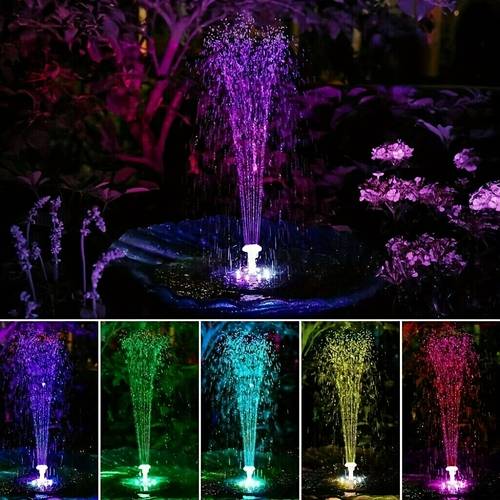 1500mah solar powered fountain pump 3w 16cm solar bird bath fountain water pump built in battery led solar fountain with 6 nozzles solar powered water fountain pump for bird bath garden pond pool outdoor