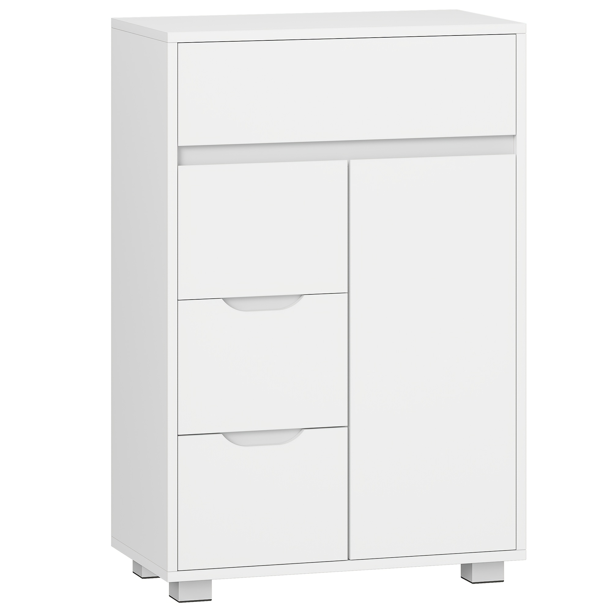 TEMU Gabinete de baño moderno con estante ajustable y almacenamiento de 4 cajones - Gabinete de medicinas de MDF/madera regenerada que ahorra , para