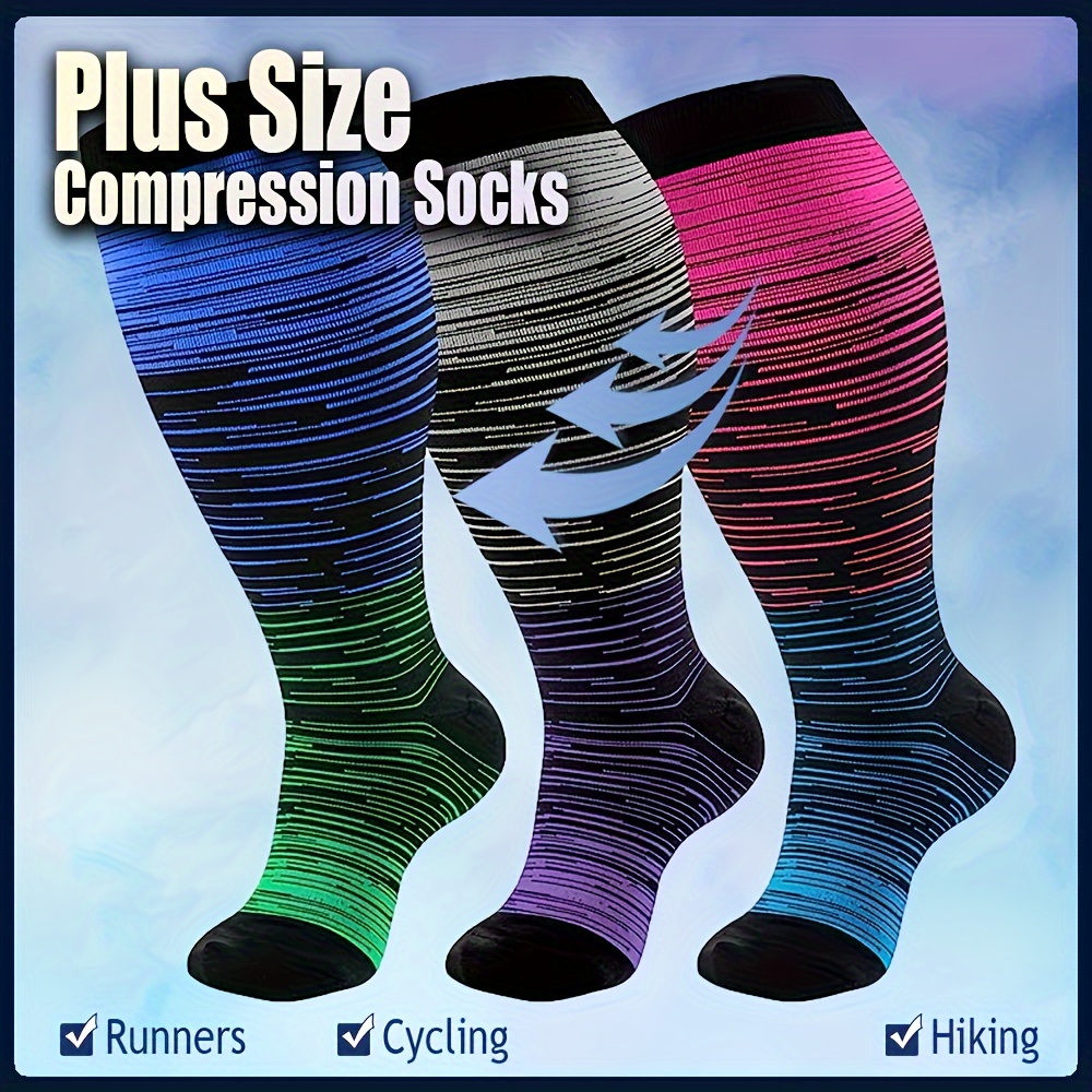 

1/3 Pairs Plus Size Compression Socks For Women Men Wide Calf Knee High Support For Sport