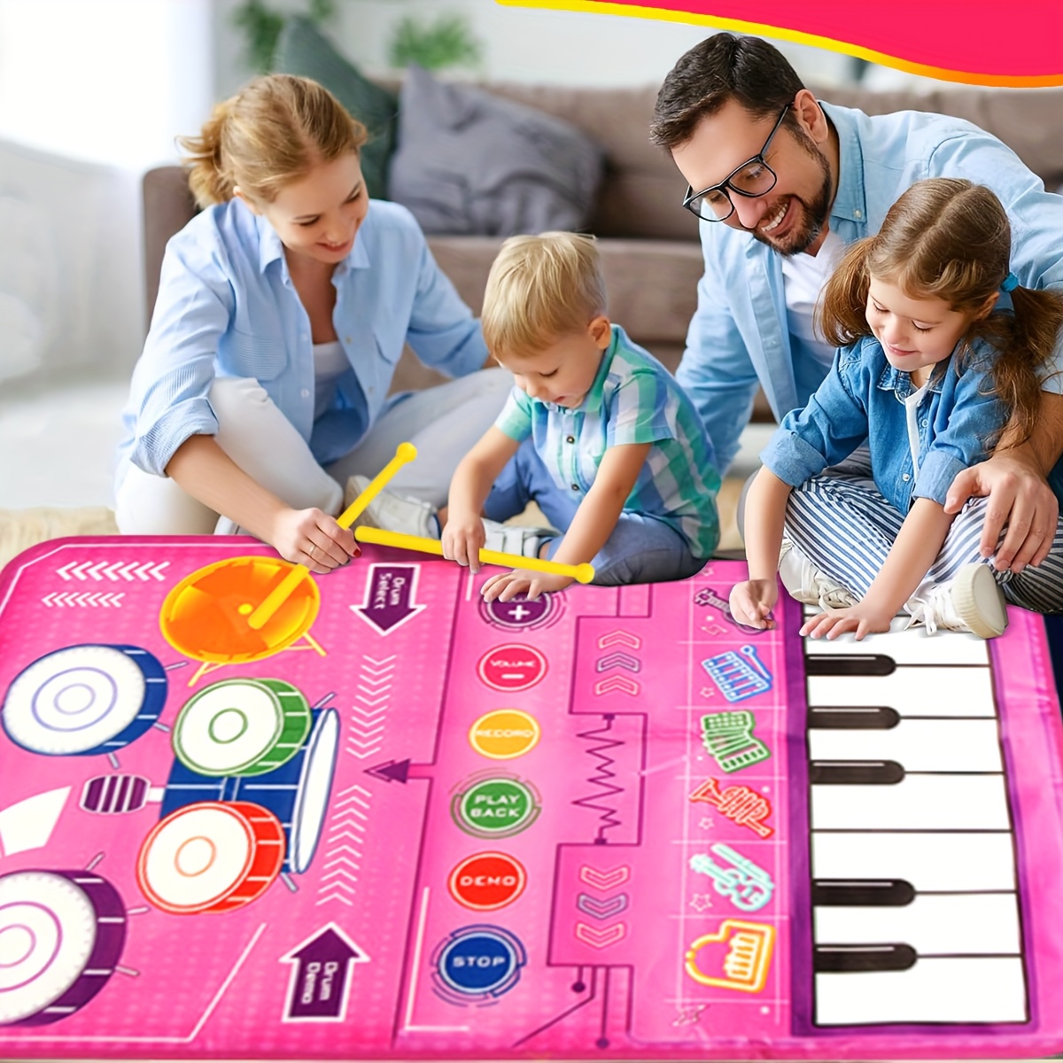 Interactieve Muzikale Piano Mat voor Kinderen - Educatief Keyboard met Kleurgecodeerde Toetsen, Levendige Muzieknoten & Symbolen, Zachte Polyester Stof, Verjaardagscadeau Voor Jongens & Meisjes (willekeurige Kleur), Piano Voor Kinderen, Speels Ontwerp, Duurzame Constructie