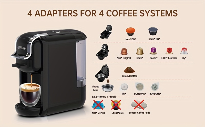  4 in 1 capsule coffee maker mk603 hot cold brew espresso machine 19bar suitable for nec capsules dg capsules ese and coffee powder easy to clean rust proof 0 6l removable water tank suitable for home kitchen and gift details 3