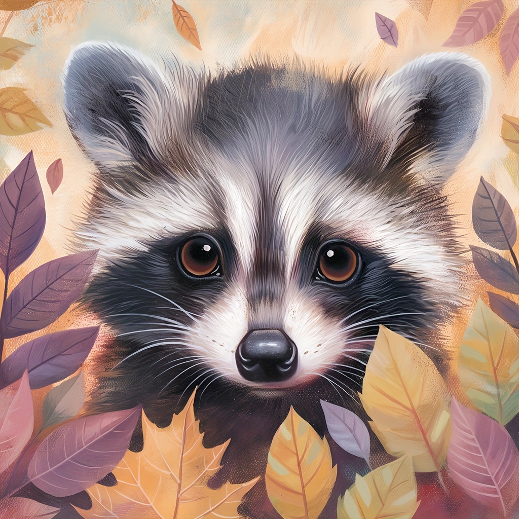 

Animal-themed Diy 5d Diamond Painting Kit, Cute Raccoon Design, Round Acrylic Diamond Embroidery Art Kit, 40x40cm, Frameless, Craft Home Office Wall Decor