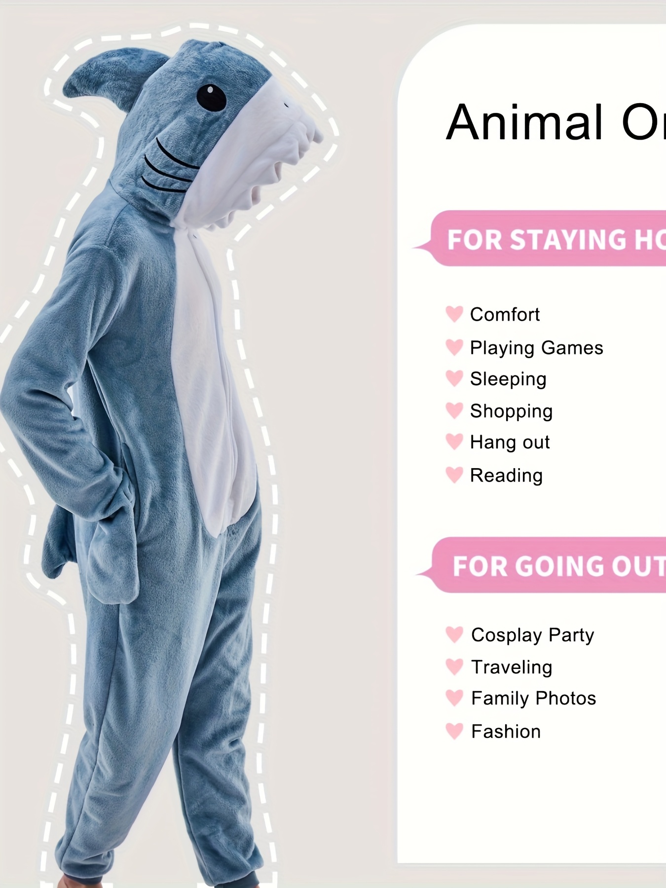 adult shark onesie pajamas flannel hooded zipper closure Temu