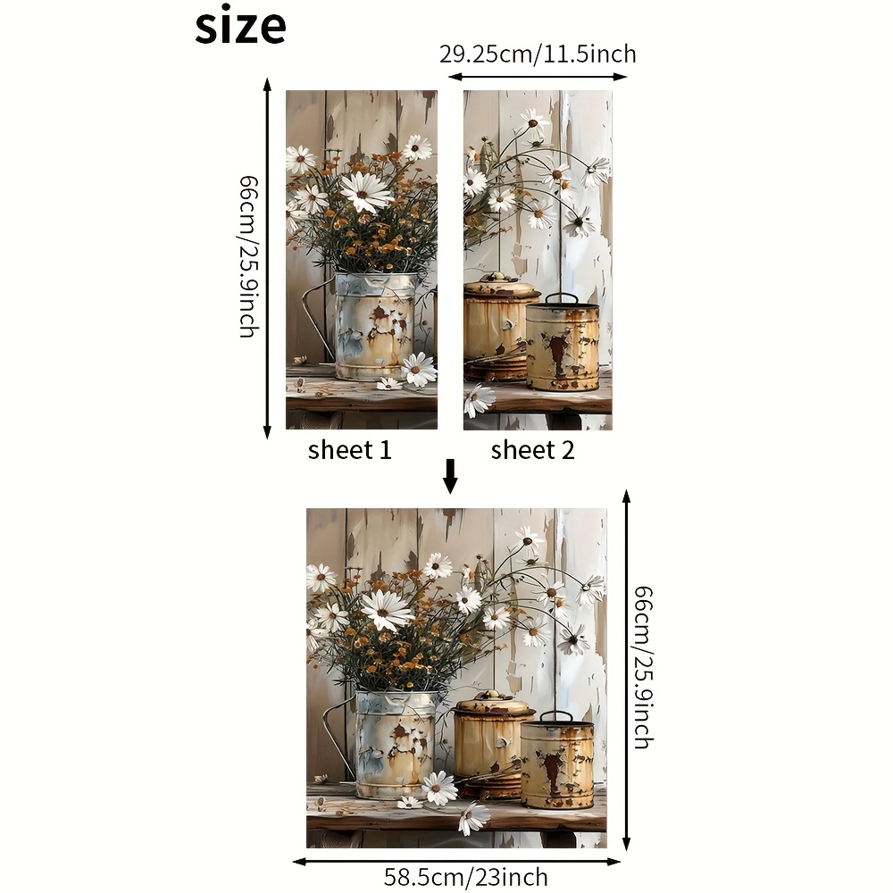 2 Sheets 1 Set Decorative Wall Stickers Dishwasher Stickers Wall Stickers Retro Pastoral Style Small Daisy Pattern Kitchen Decals Waterproof Self-adhesive Removable Pvc Decorative Dishwasher Stickers