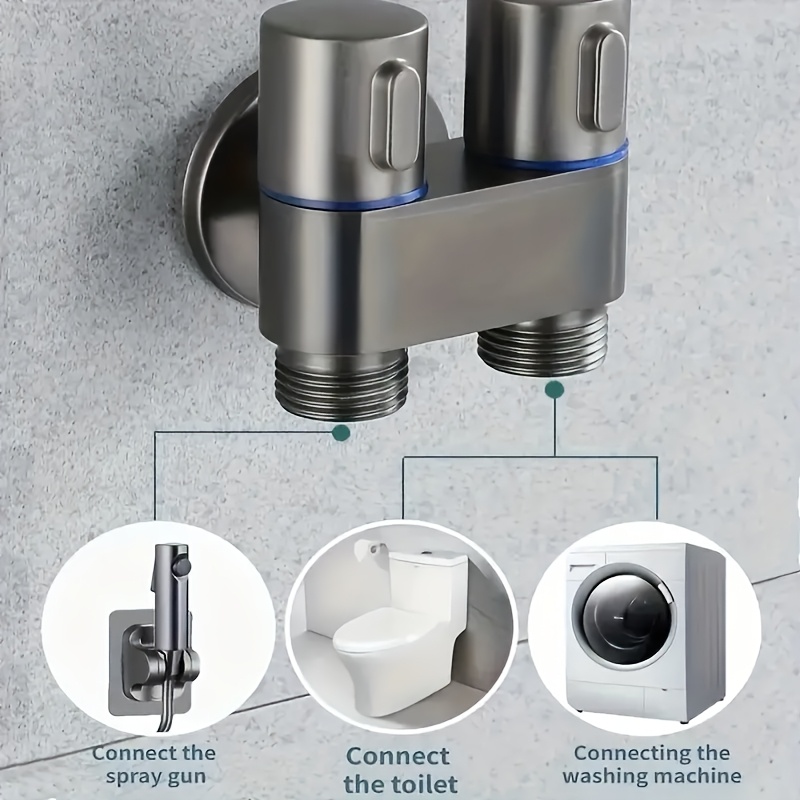 4pcs Portable Toilet Spray Gun Set, One Inlet Two Outlets Multifunctional Water Angle Valve, Diverter, Handheld Bidet Sprayer and Flexible Hose, Wall-Mounted Toilet Cleaner Booster and Flusher, Bathroom Cleaning Handheld Shower Set, Bathroom Bidet Sprayer