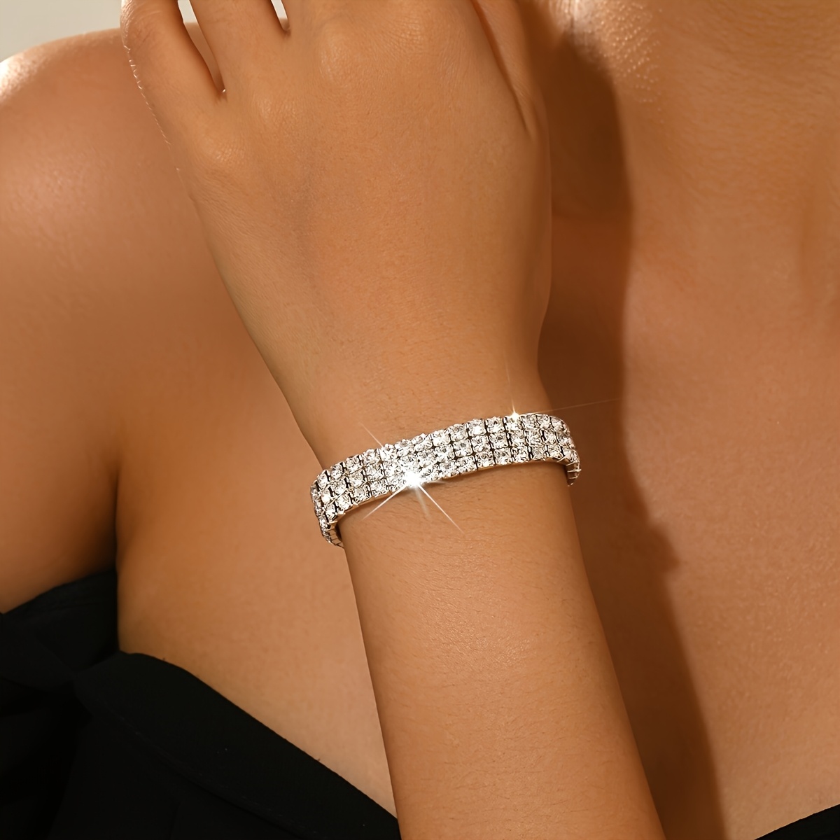 TEMU Elegant And Sexy 3 Of Elastic Bracelet, Shiny Wristband, Bright Bracelet, Suitable For Daily Wear, Is A For Parties