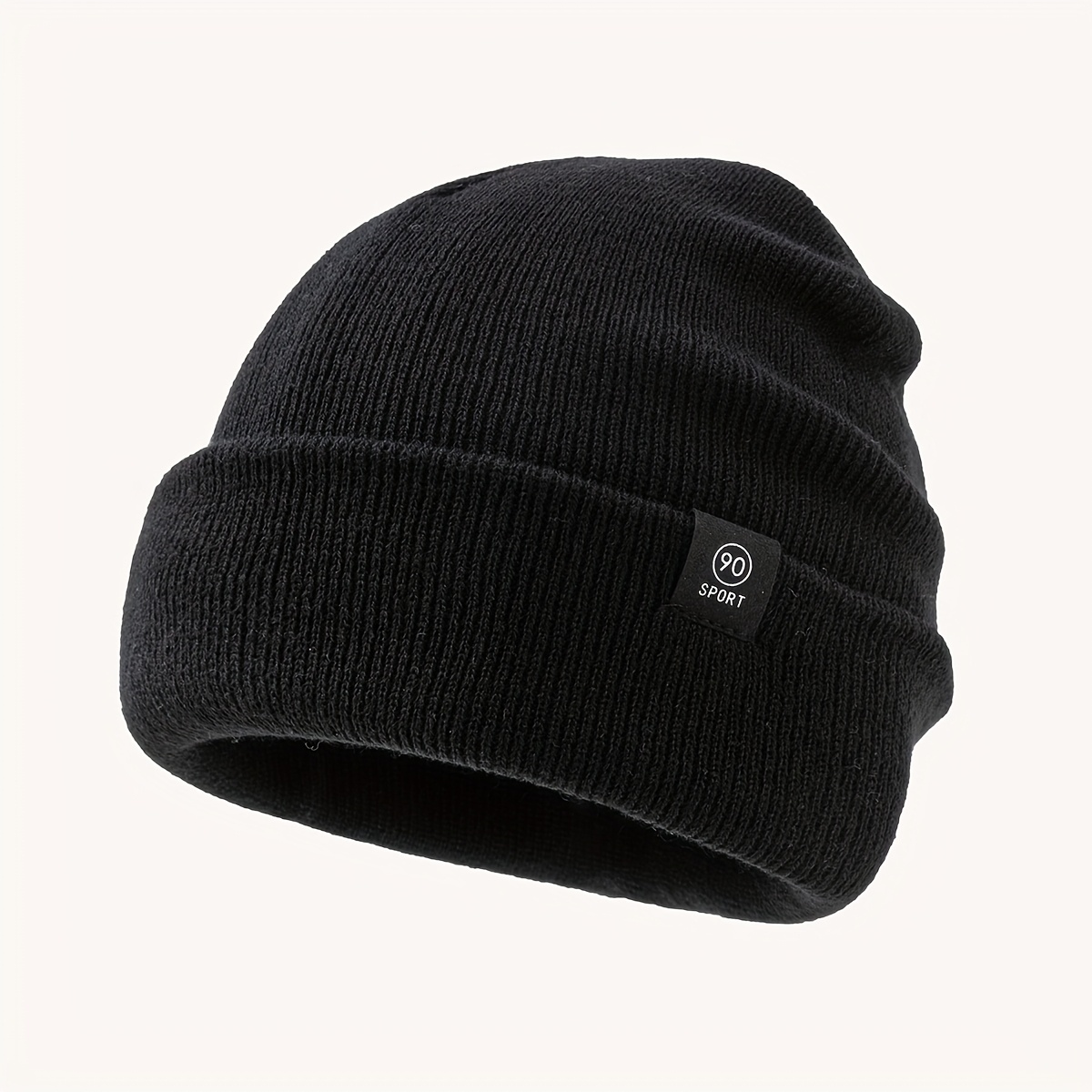 TEMU 1pc 90sport Men's Sporty Beanie Knit Cap, Windproof Pullover Hat For Outdoor Cycling And Running, Lightweight And Breathable, Unisex