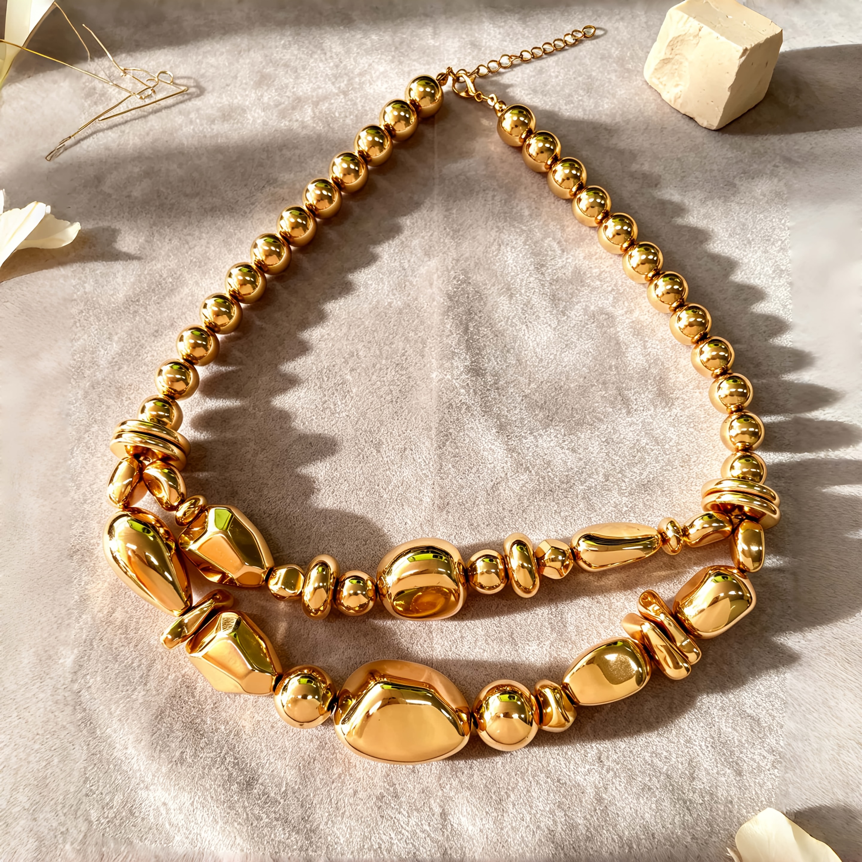LORYLIN Women's Plated Double-Layer Beaded Necklace