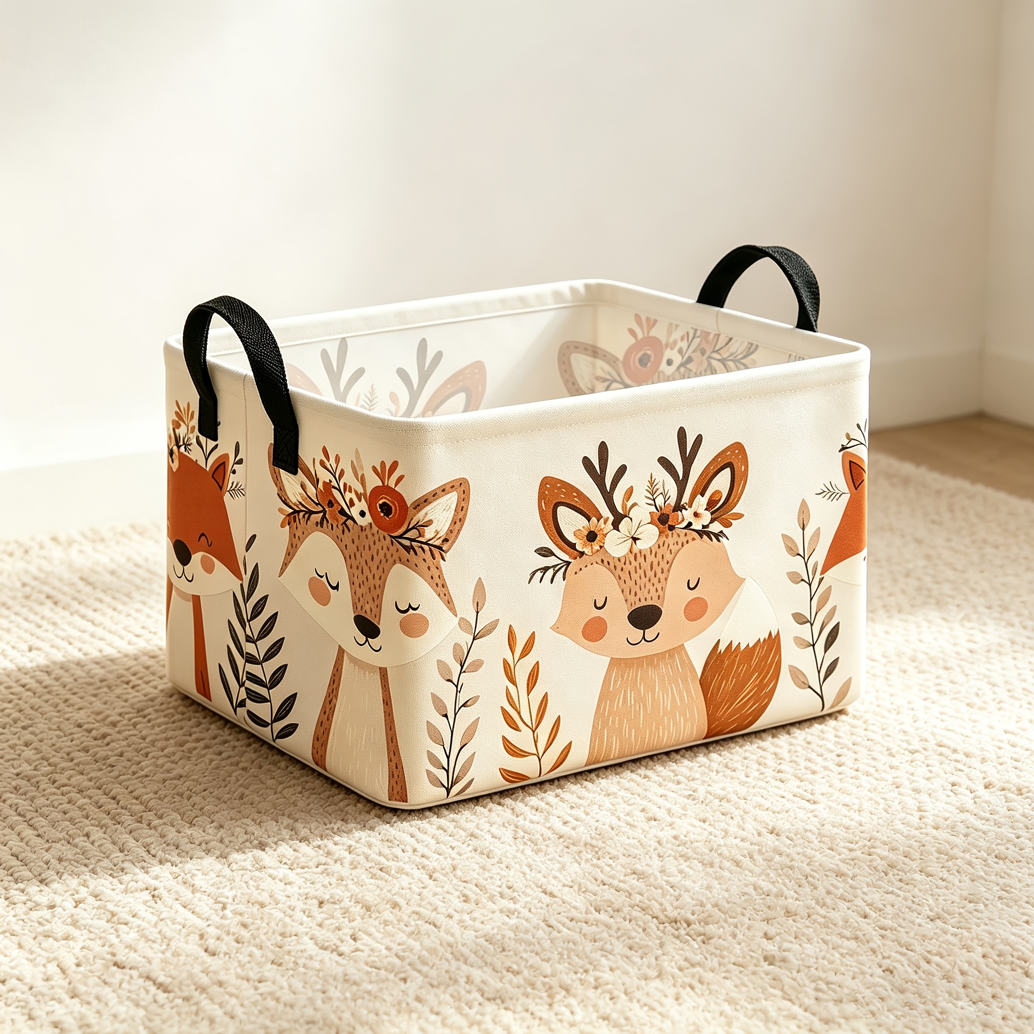 TEMU 1 pièce Panier de rangement pliable à motif d'illustration , bac de rangement à ouverture extra-large, panier organisateur de textile de maison,