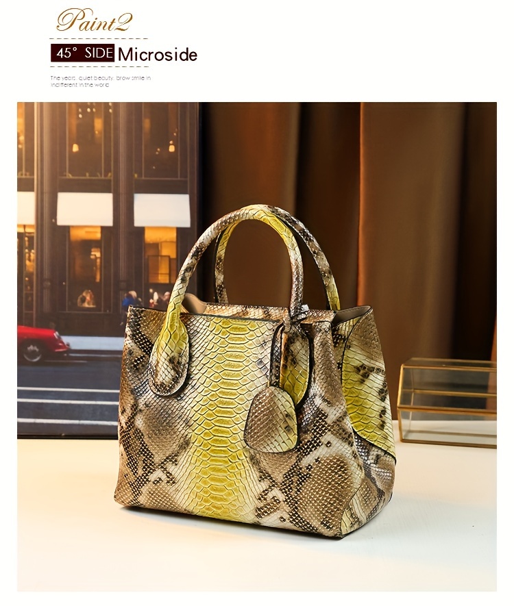 fashion top handle tote bag for women animal print pu with polyester lining zipper closure spacious business commuter handbag from guangzhou production area details 5