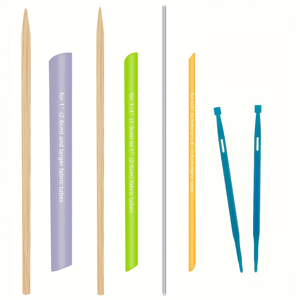 TEMU Ensemble d'outils de retournage de tissu 8 pièces, trois tailles d'outils de retournage de sangles de vêtements colorées plus deux bâtons