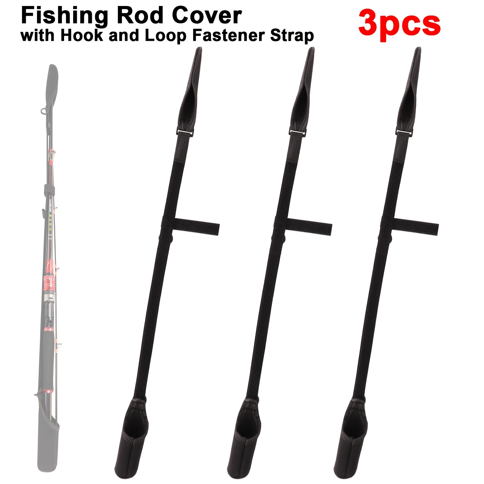 TEMU 3pcs Fishing Rod Protector Cover With Fastener Strap Adjustable Durable Portable Tie Rod Sleeve Protective Case Fishing Rod Storage, Sleek Rod