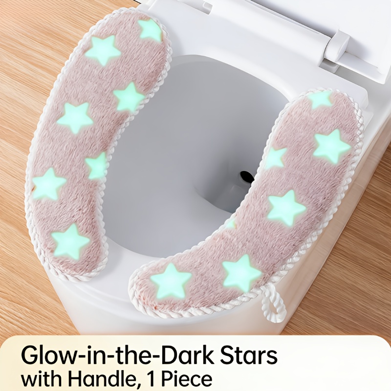 star patterned toilet seat cover   with thickened plush hanging bath mat with handle night   design and multi color options Product details 2