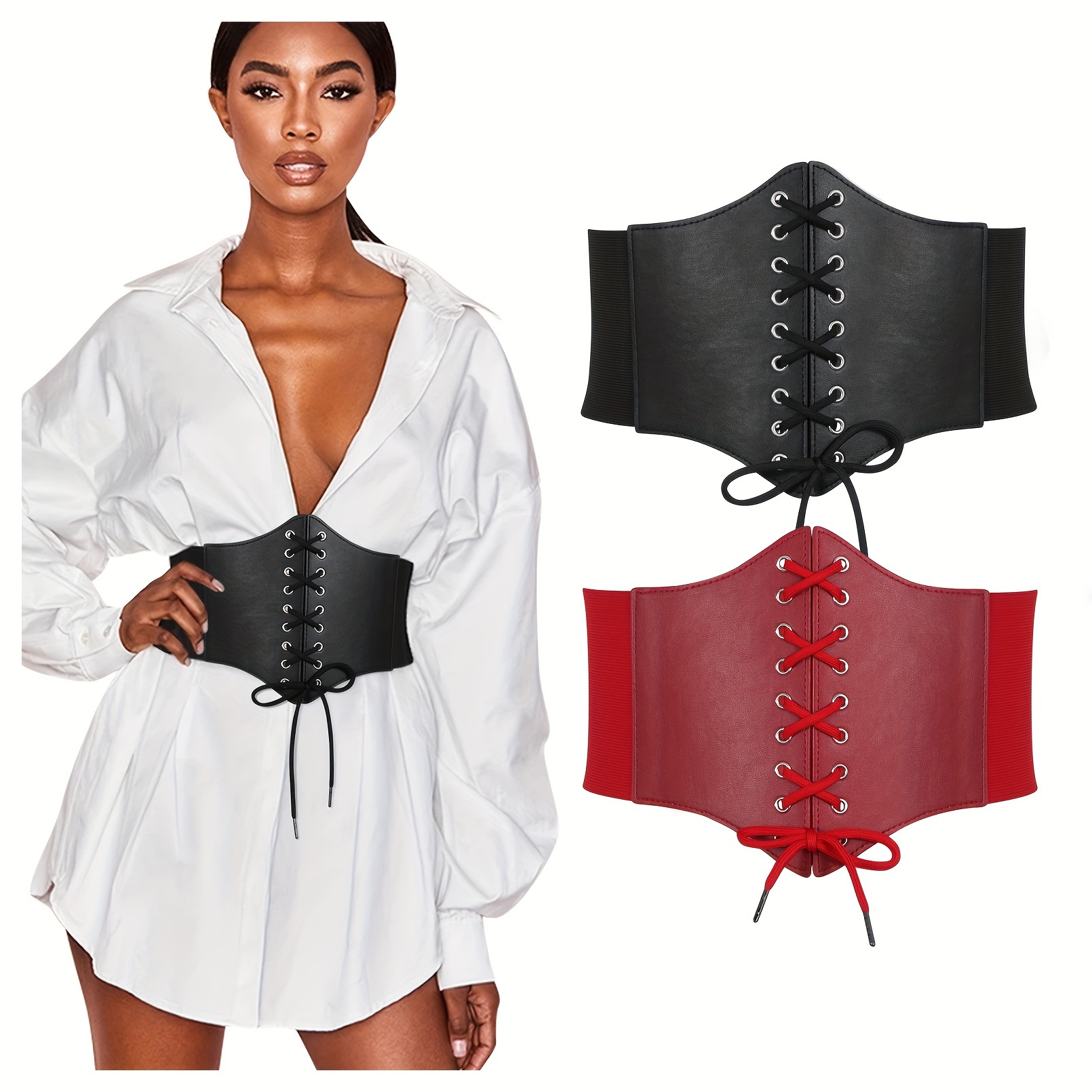 4852 Woman Belt For Dress Wide Waspie Corset Lace-up Yievot Plus Size Wrap Stretchy Fashion Corset Waist Belt for  main image 2