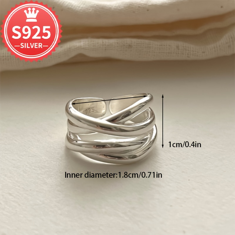 Hypoallergenic 925 Irregular Highlight Line Cross Ring