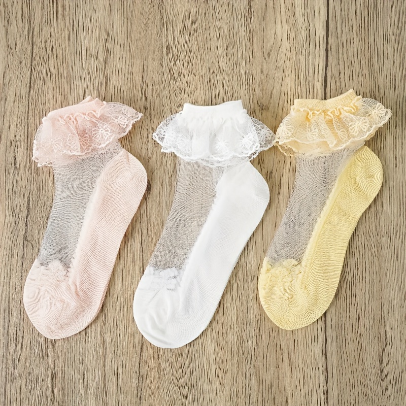 Comprar Calcetines de verano para niños, calcetines cortos de encaje para  niñas, calcetines blancos bonitos de Lolita para bebés, 5 pares de medias  para niños