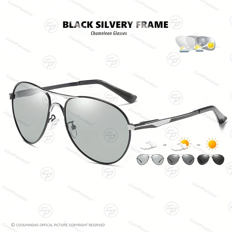 Aviation Intelligent Photochromic Driving Sunglasses For Men Women Uv400