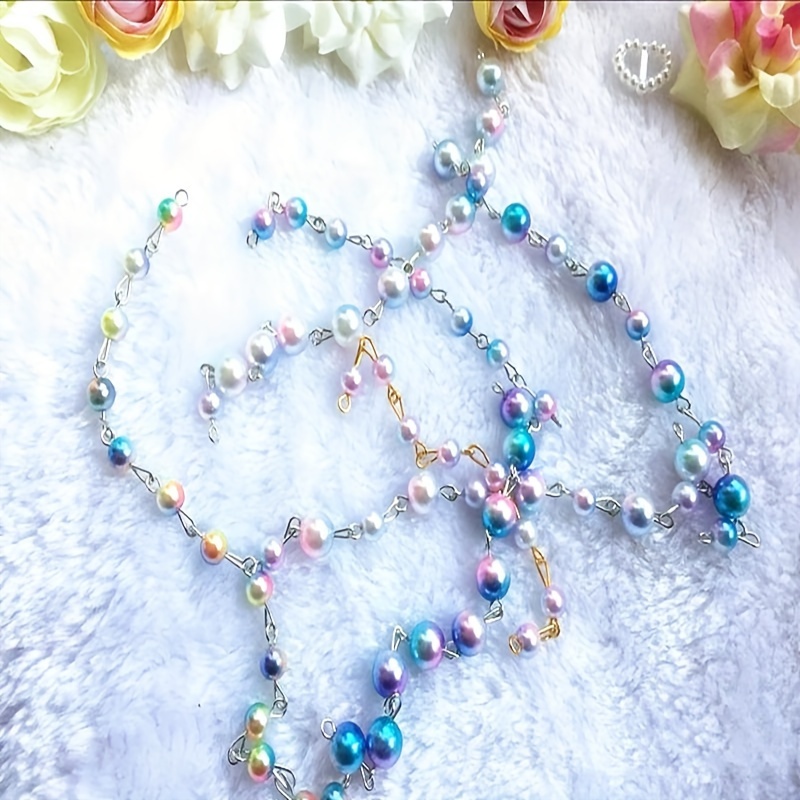 150pcs Imitation Pearl Beads, 3-8mm Double Hole Round ABS Plastic Loose Beads for DIY Crafts and Jewelry Making Accessories