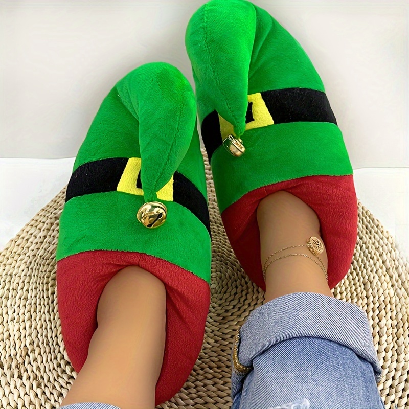 Image of Women's Bell Slippers With Jingle Bells - Cozy Slip- Indoor Winter, Soft Warm & Bell Decorations For Christmas, - Casual Wear (suitable For, Parties), Women Shoes