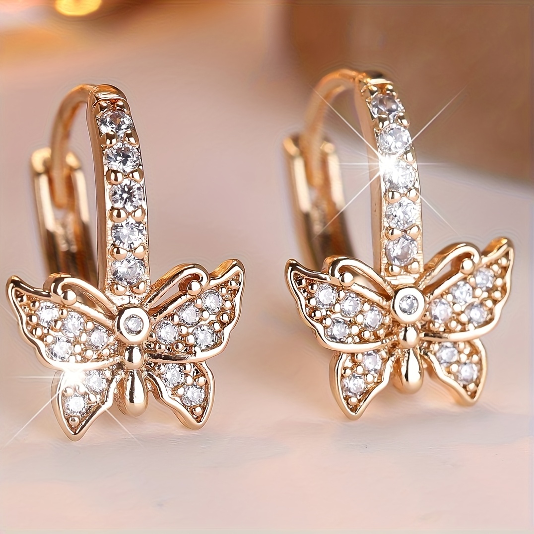 TEMU A Pair Of Bow-shaped Earrings With White Synthetic Synthetic Synthetic Zircon​​, Embodying A Minimalist, Classic, Elegant, And Luxurious Style,