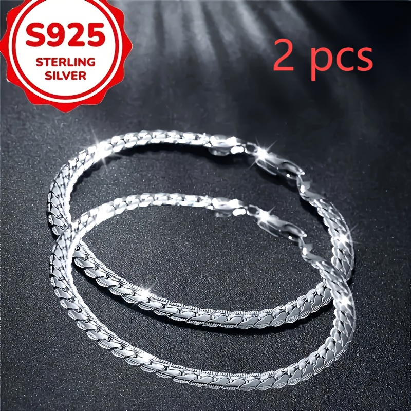 TEMU un ensemble de 2 pièces en argent sterling 925, conçu pour être hypoallergénique et durable, avec un minimaliste pour féminine. mesure 20 cm ou