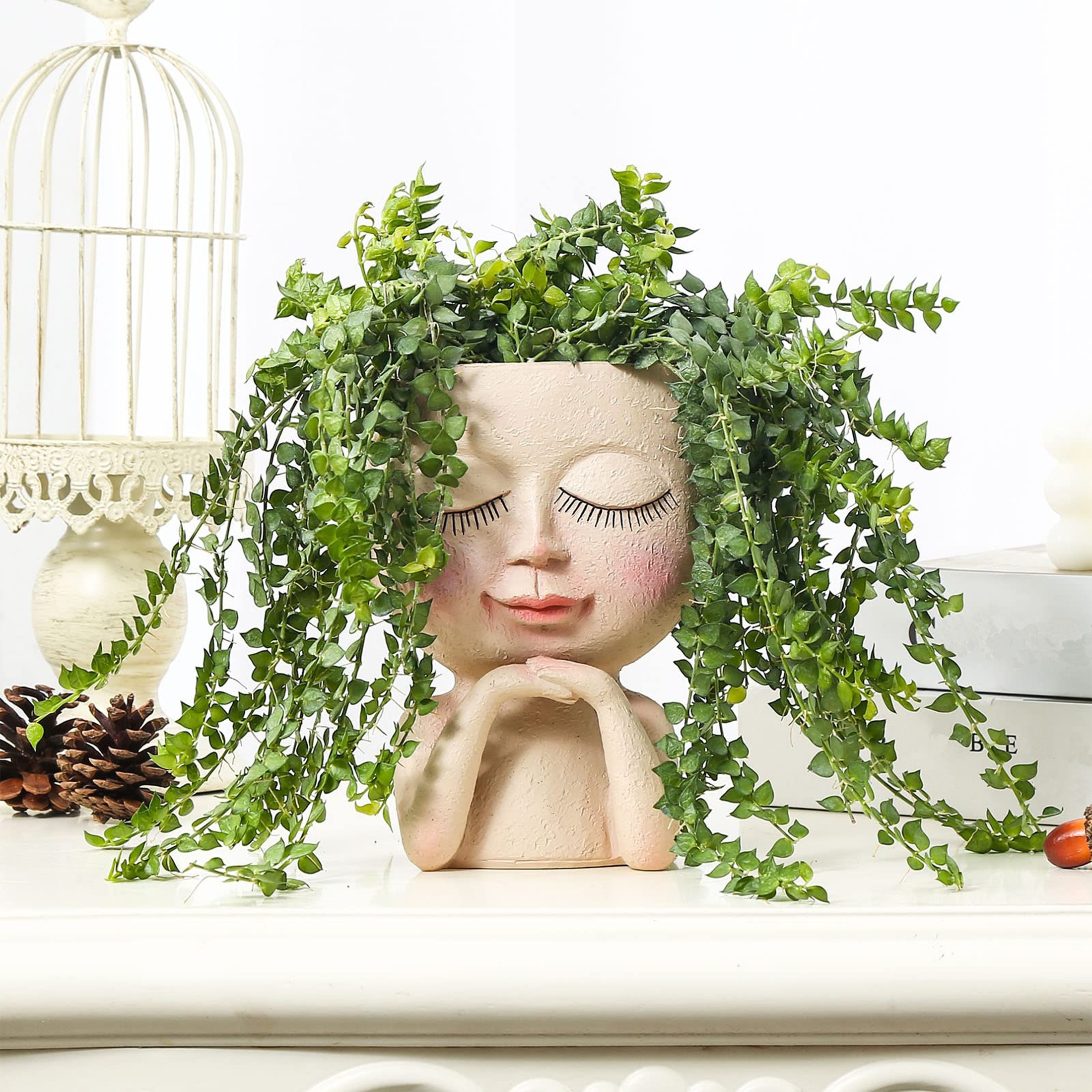 

1pc Unique Inspired Resin Vase - Decorative Art Piece For Living Room And Garden - Versatile Plant Display