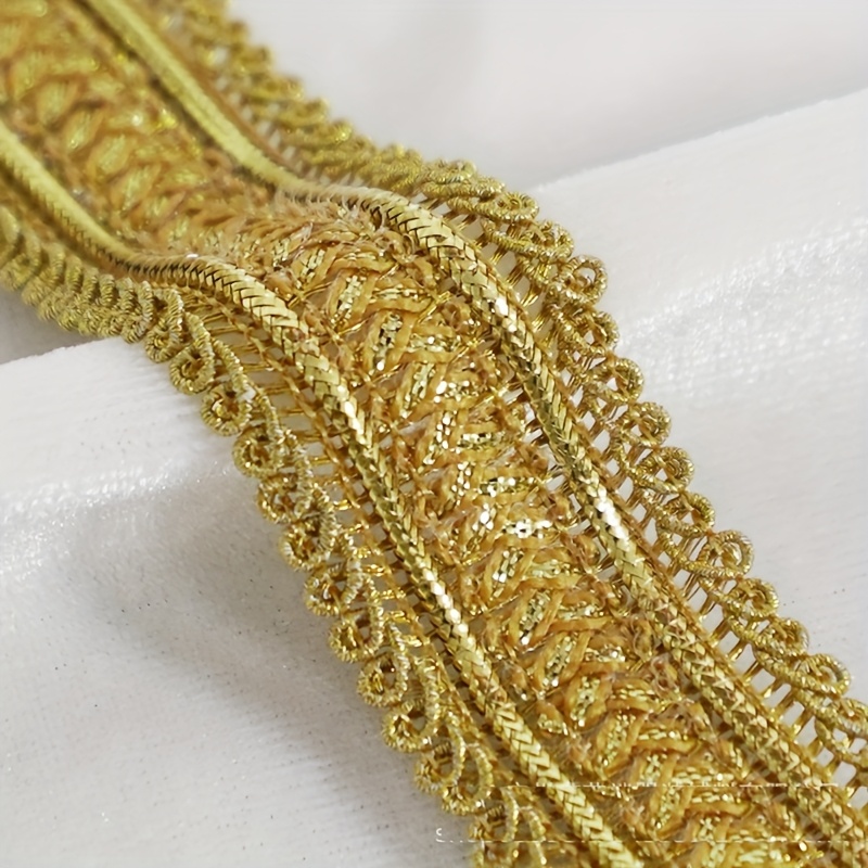 Image of 1 Meter Of Golden Decorative Lace, Perfect For Enhancing Garments, Hats, Bags, And Home Decor