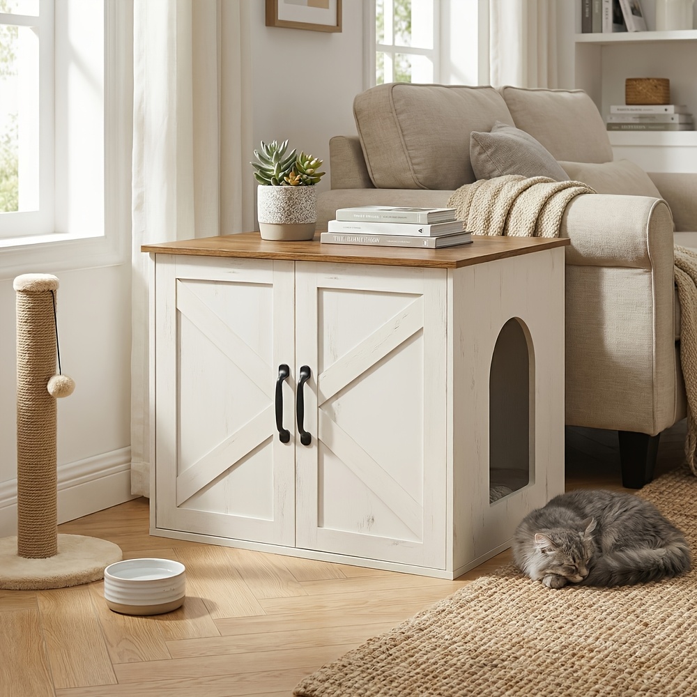 TEMU Paravent pour bac à litière pour chat, meuble dissimulé pour bac à litière, table d'extrémité pour 'intérieur pour animaux de compagnie, 23.6 X
