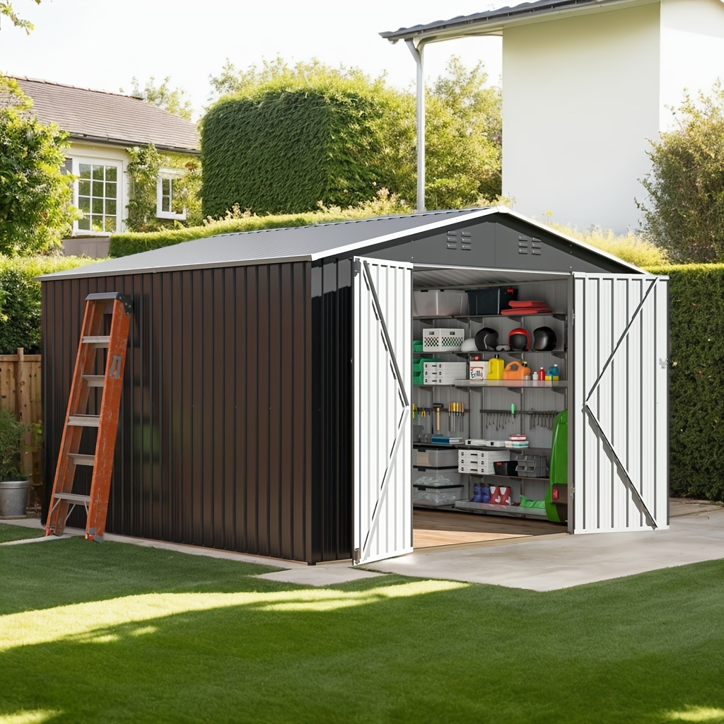 

Paitomax 10x10 Ft Outdoor Storage Shed, Garden Shed With Frame Structure And Lockable Doors, Metal Tool Sheds For Backyard Garden Patio Lawn, Grey