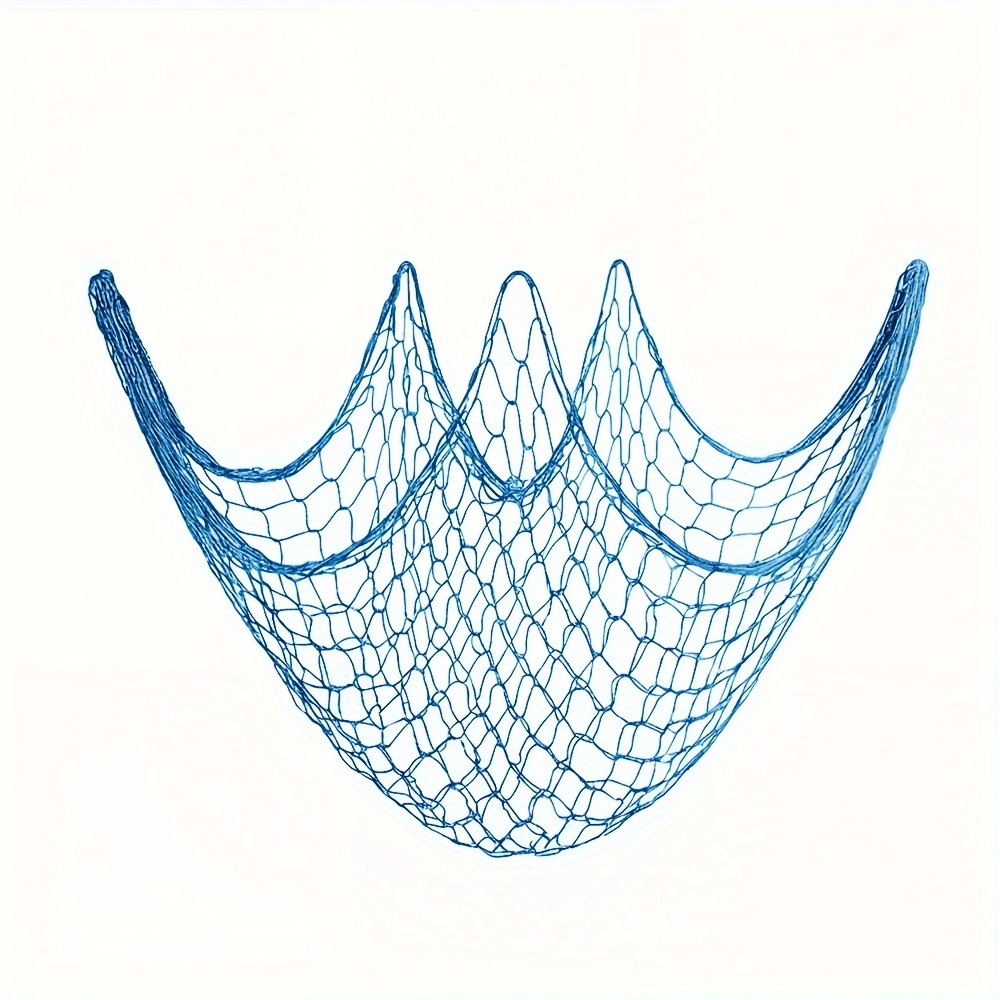 

Nautical Blue Fishing Net Wall Decor With Seashells - Ideal For Home, Office & Party Themes: Pirate, Hawaiian, Underwater, Beach, Ocean & Mermaid