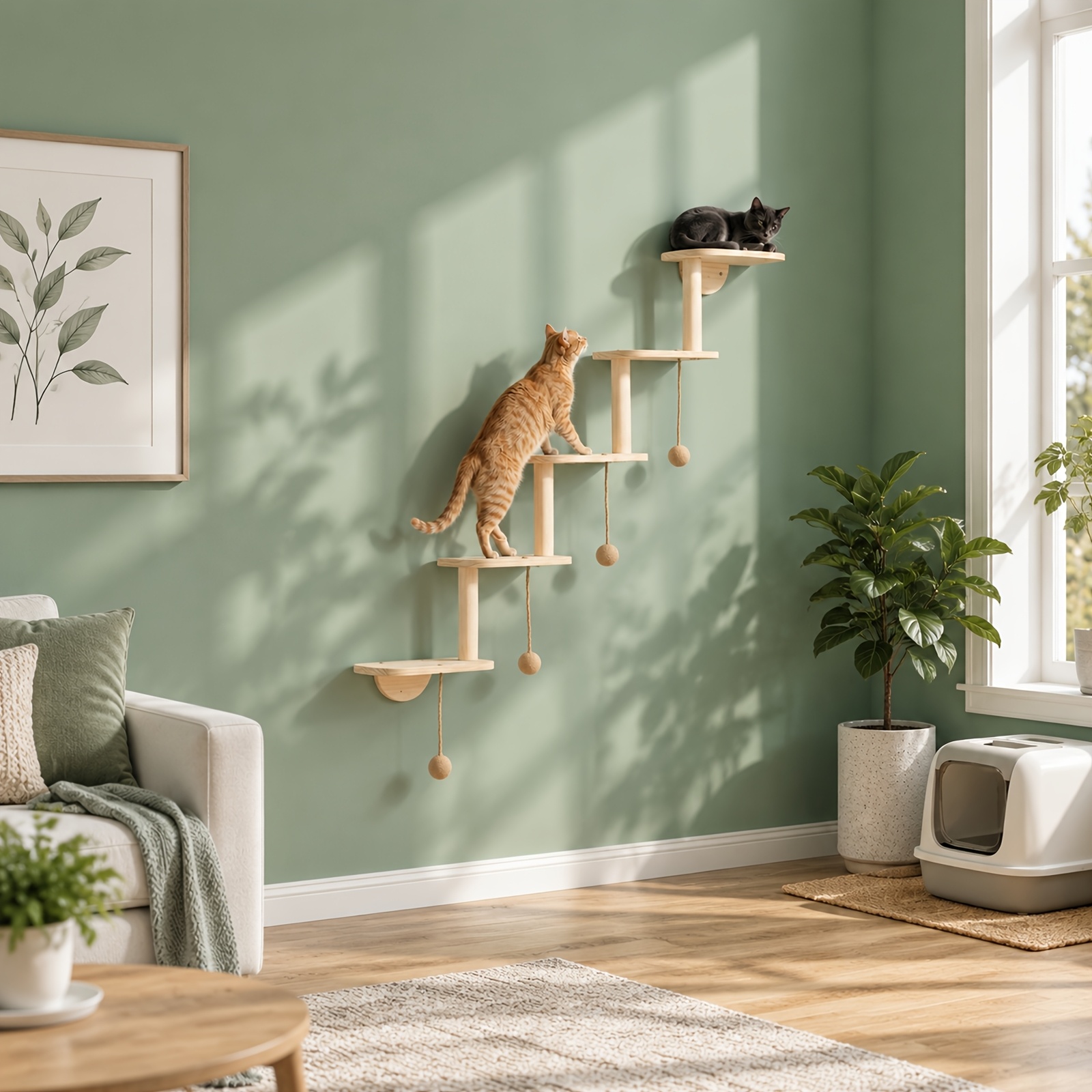 TEMU Albero per a 5/6 livelli montato a parete, pannelli spessi 1,5 cm, palla da gioco gratuita , design montato a parete, fissazione a testa e ,