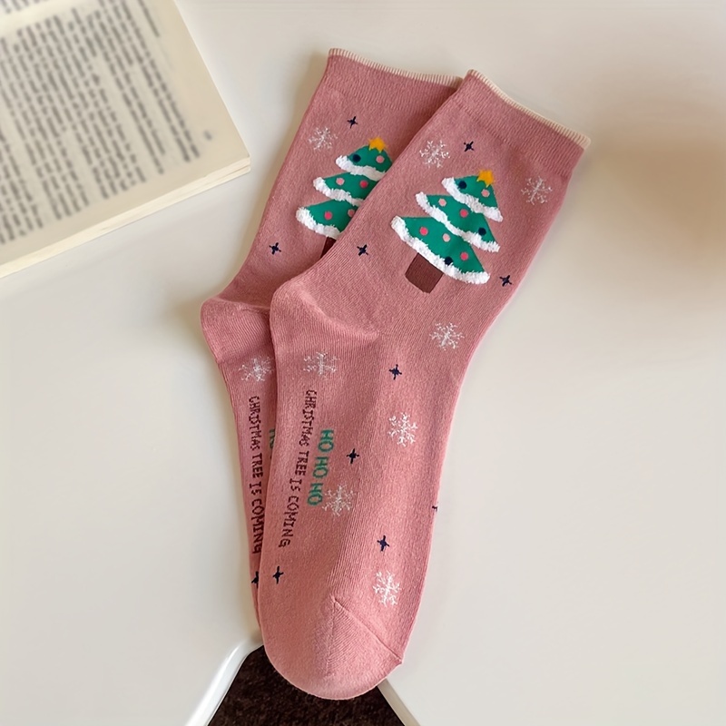 1 Pair/4 Pairs Of New Christmas Socks, Featuring Snowmen And Santa Claus, Creative Cartoon Mid-calf Socks For Women, Suitable For Autumn And Winter