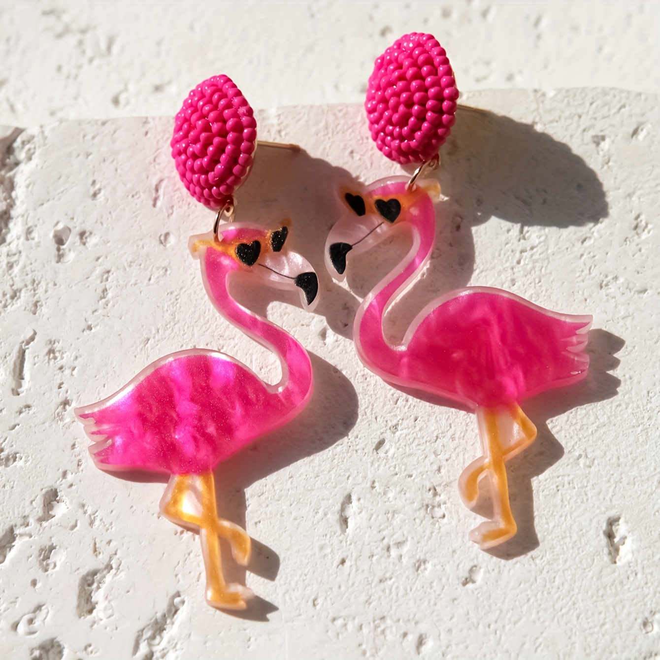 Image of Funny Cute Statement Earrings, Creative Eyeglass Flamingo Earrings, Mother's Earrings, Dangle Earrings For Women, Vacation Party Gift For Her, Couple Gift